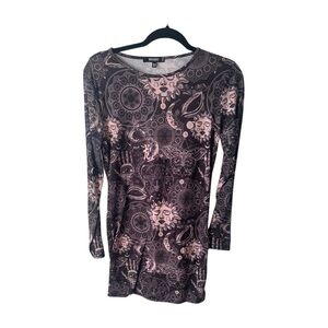NWOT Whimsygoth Misguided Bodycon Celestial Dress in Black & Purple Size 10